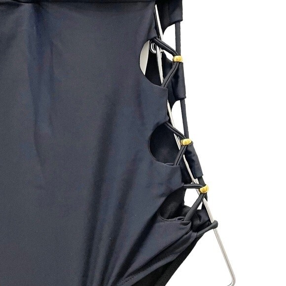 NWT SeaFancy One Piece Black Swimsuit With Side Cutouts Women’s Size Medium NEW - Picture 3 of 12